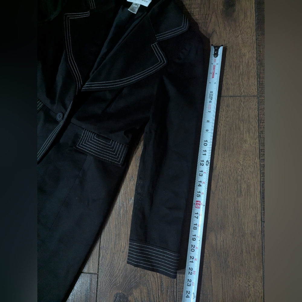 Jones New York Suit Women's Black Lab Coat & Skirt White Accent Size 4 Vintage - Picture 9 of 16